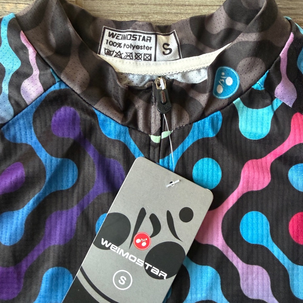 NWT WEIMOSTSR Cycling Jersey Short Sleeve Colorful Geometric Print Size S - Picture 4 of 5